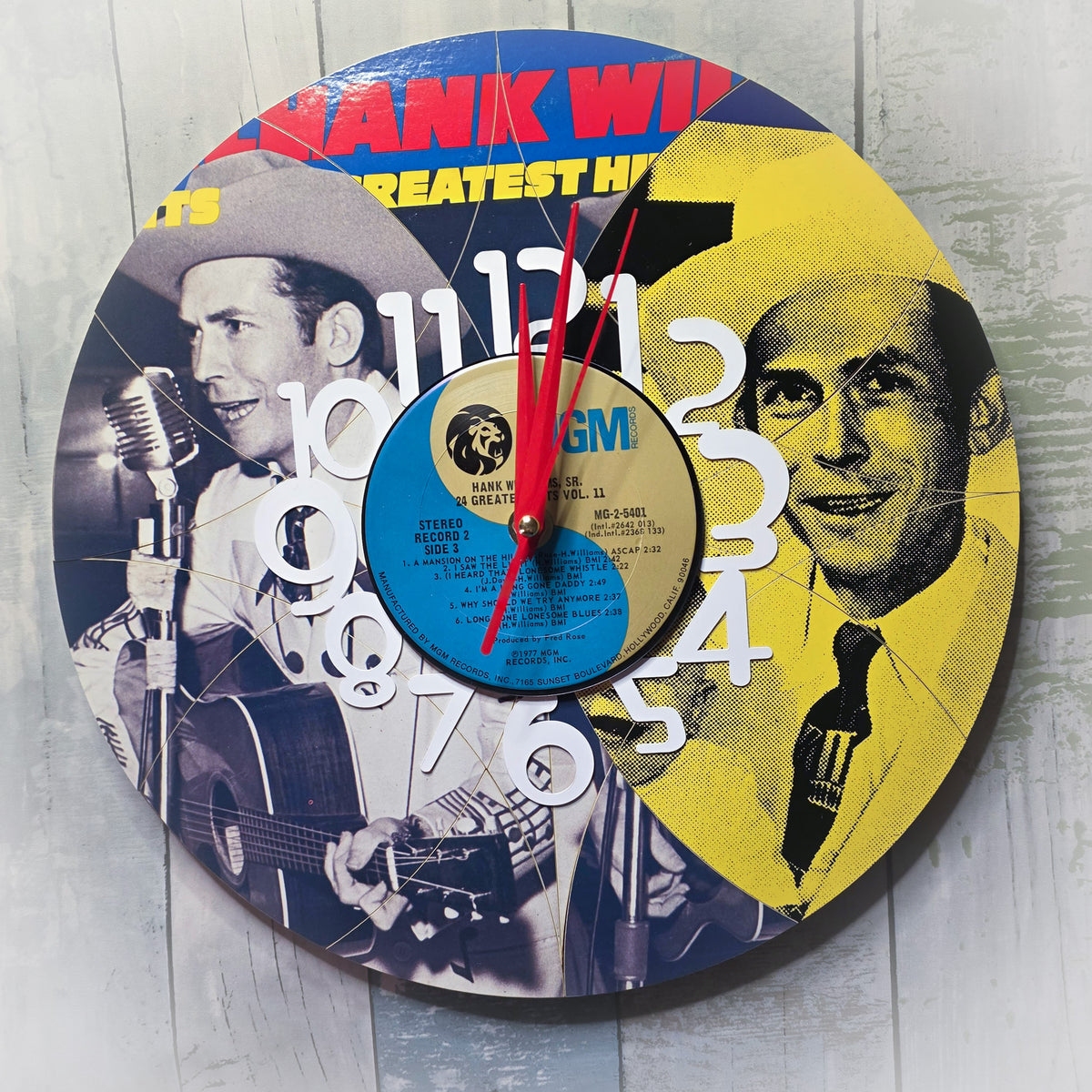 Hank Williams Vinyl Record Clock