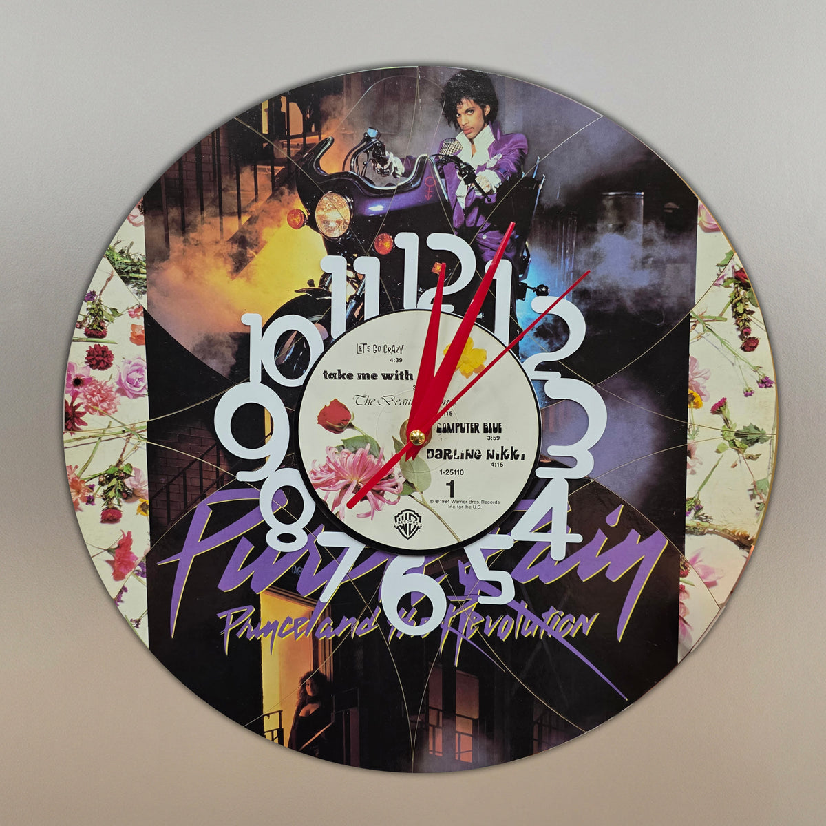 Prince - Purple Rain - Vinyl Record Clock
