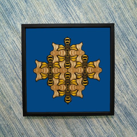 Bee Puzzle, Wood Puzzle,  honeybee, fidget puzzle, bee lover, Escher, wall art, framed art, fine art