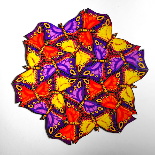 Butterfly wooden puzzle, tessellation puzzle, endless puzzle