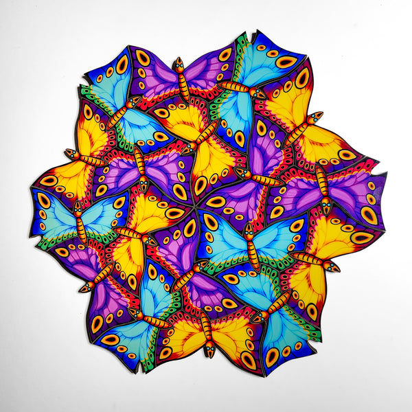 Butterfly wooden puzzle, tessellation puzzle, endless puzzle