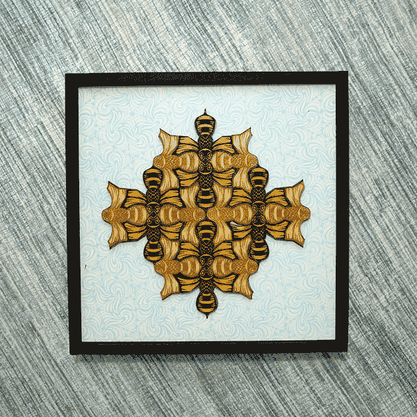 Bee Puzzle, Wood Puzzle,  honeybee, fidget puzzle, bee lover, Escher, wall art, framed art, fine art